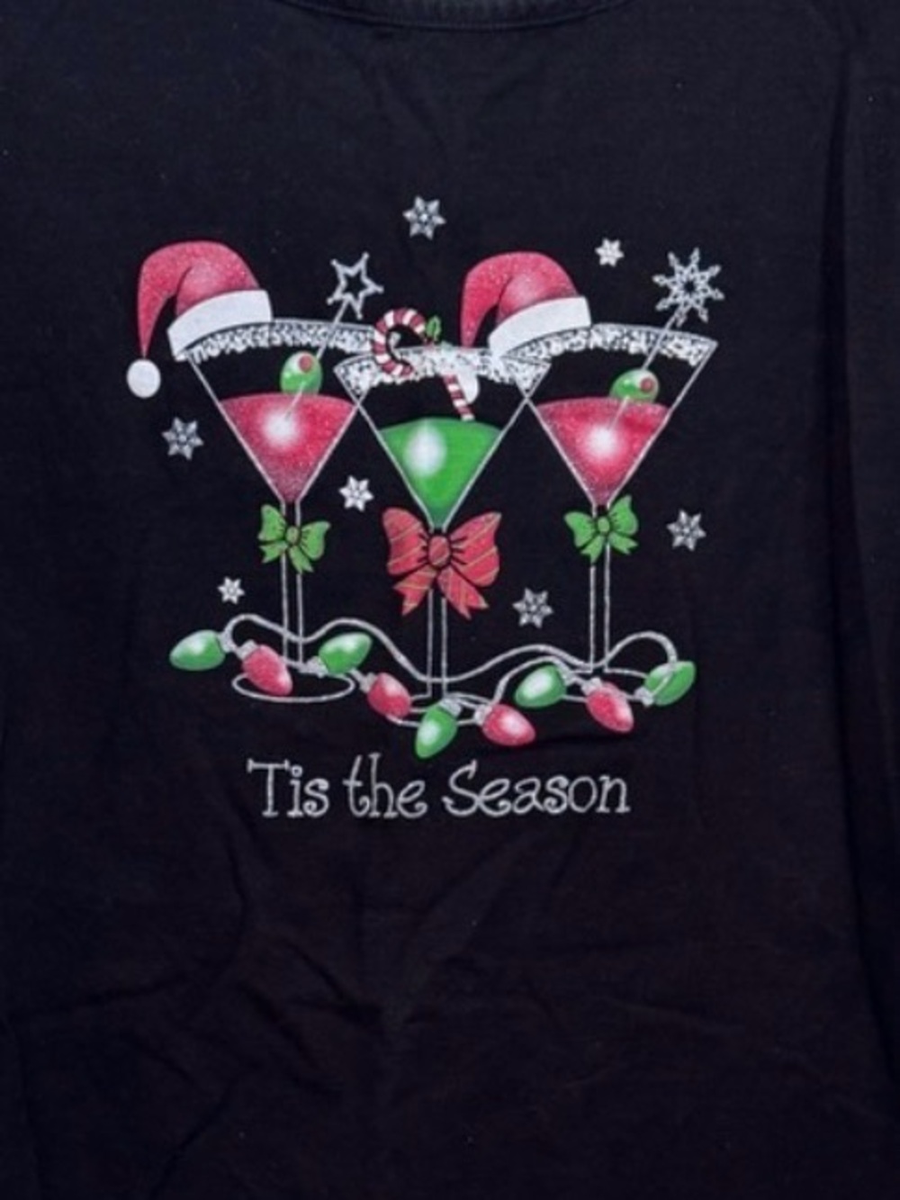 Black Holiday Graphic Long-Sleeve Tee - 'Tis the Season